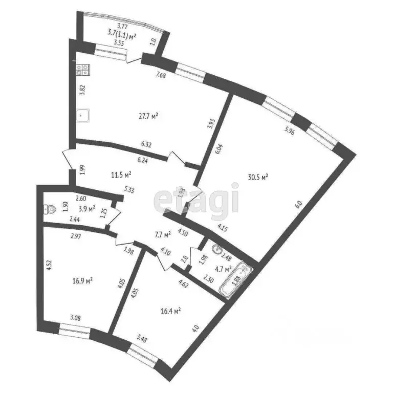 3-к кв. Ханты-Мансийский АО, Ханты-Мансийск ул. Строителей, 93/1 ... - Фото 2