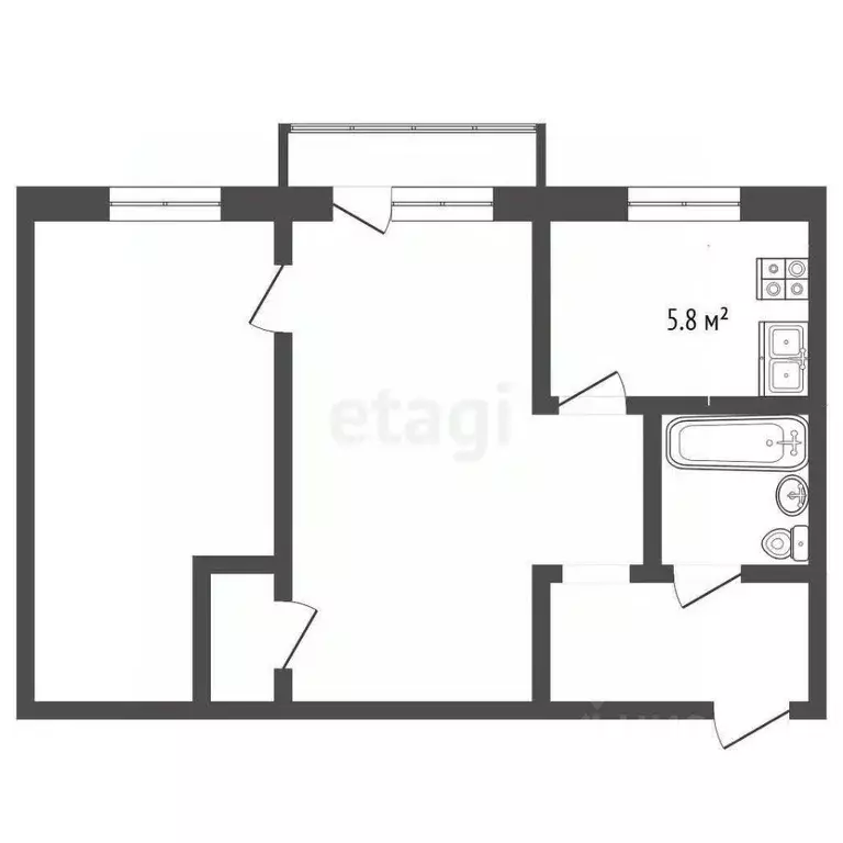 2-к кв. Тамбовская область, Тамбов Мичуринская ул., 98 (44.1 м) - Фото 1