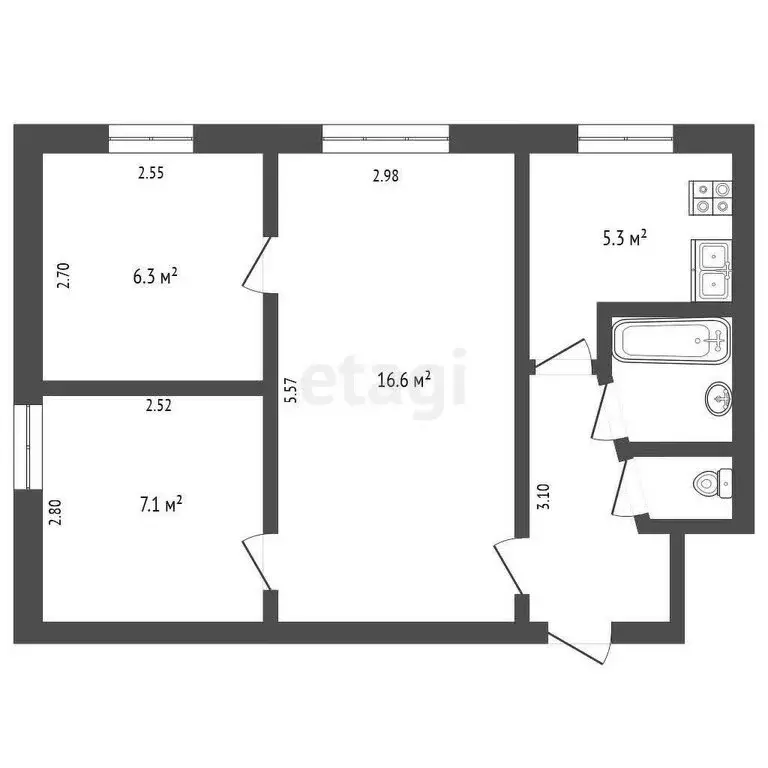 3-комнатная квартира: Вологда, Зосимовская улица, 83 (43 м) - Фото 0