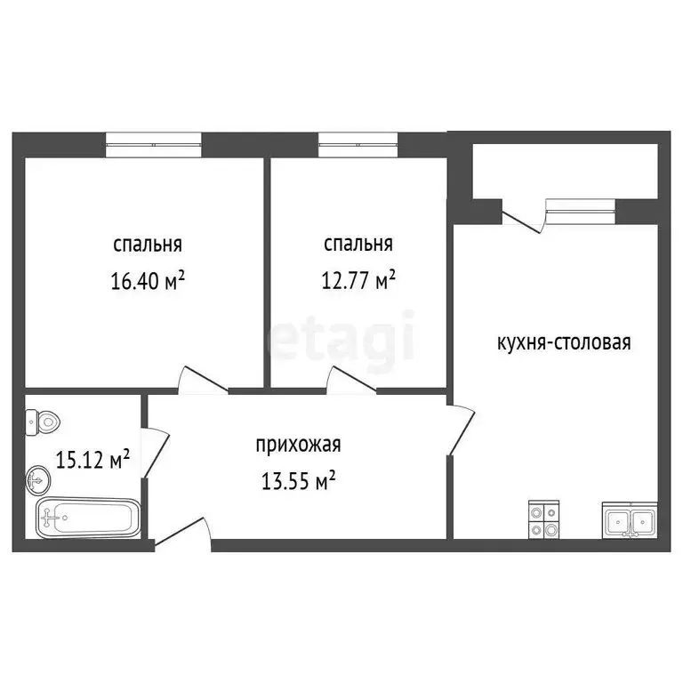 2-комнатная квартира: село Ямное, Ягодная улица, 20 (66.9 м) - Фото 1