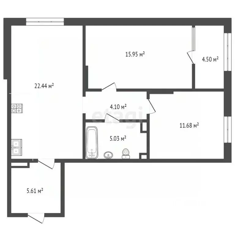 2-к кв. Тюменская область, Тюмень ул. 9 Января, 160к2 (69.31 м) - Фото 1