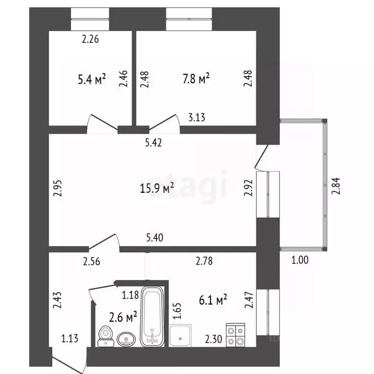 3-к кв. Крым, Джанкой ул. Куйбышева (40.3 м) - Фото 0