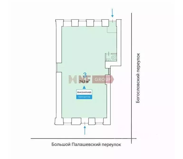Торговая площадь в Москва Богословский пер., 16/6С1 (76 м) - Фото 1