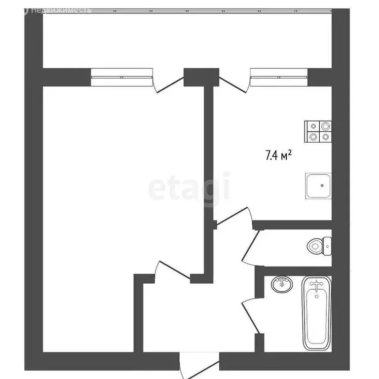 1-комнатная квартира: Тюмень, улица Ватутина, 6 (33 м) - Фото 1
