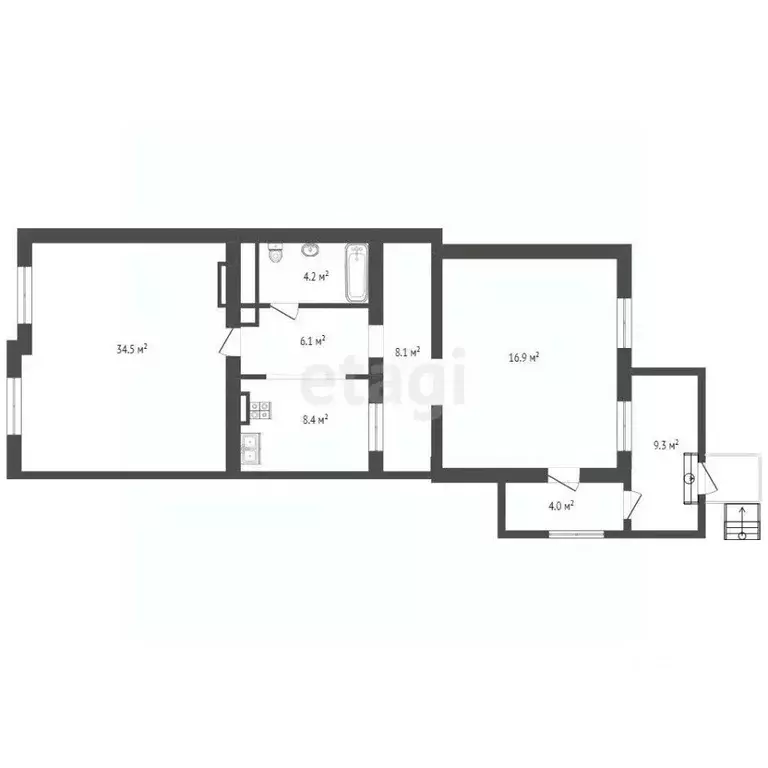 2-к кв. Севастополь, Севастополь, Балаклава г. проезд Квартальный, 2 ... - Фото 2