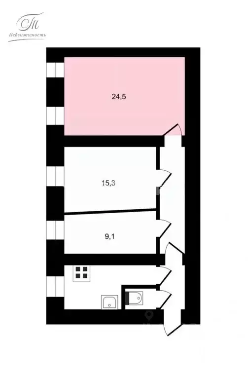 Комната Санкт-Петербург Гороховая ул., 66 (24.5 м) - Фото 1