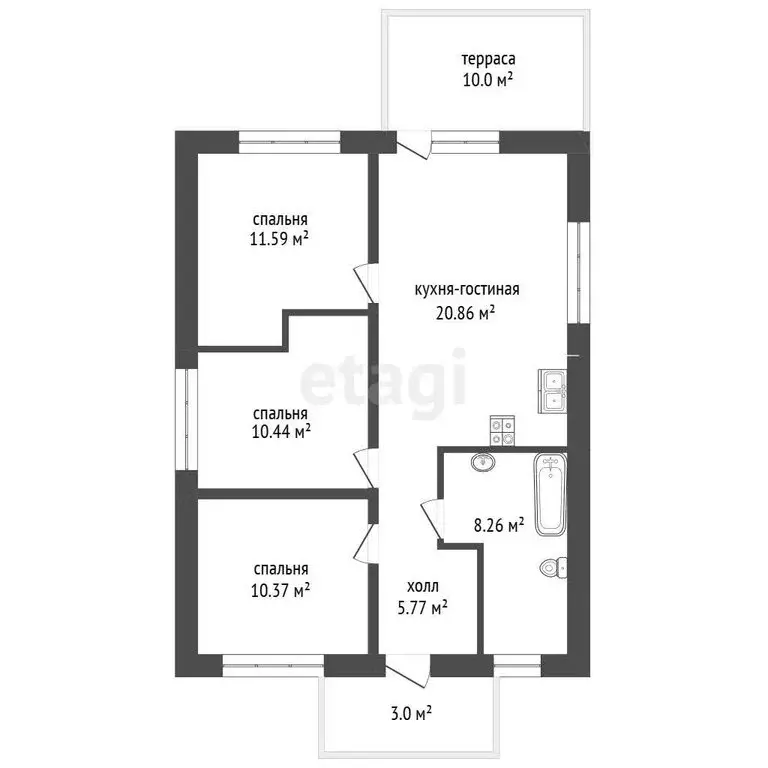 Дом в Тюменский муниципальный округ, деревня Пышминка (85 м) - Фото 1