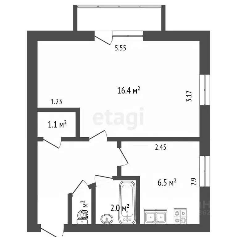 1-к кв. Калужская область, Калуга ул. Труда, 18 (34.0 м) - Фото 2