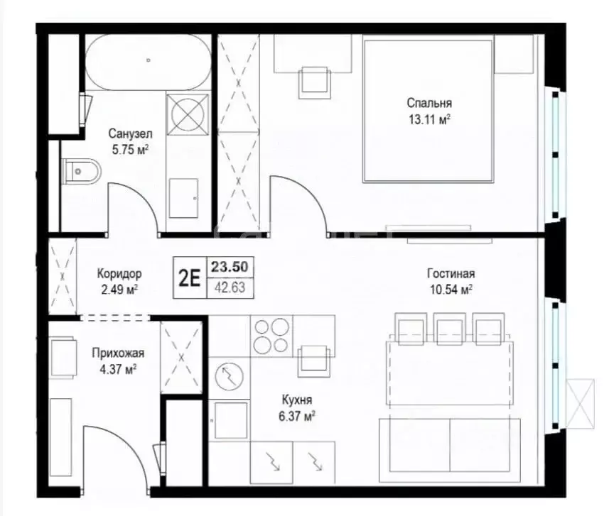 2-к кв. Московская область, Ленинский городской округ, д. Сапроново, ... - Фото 1