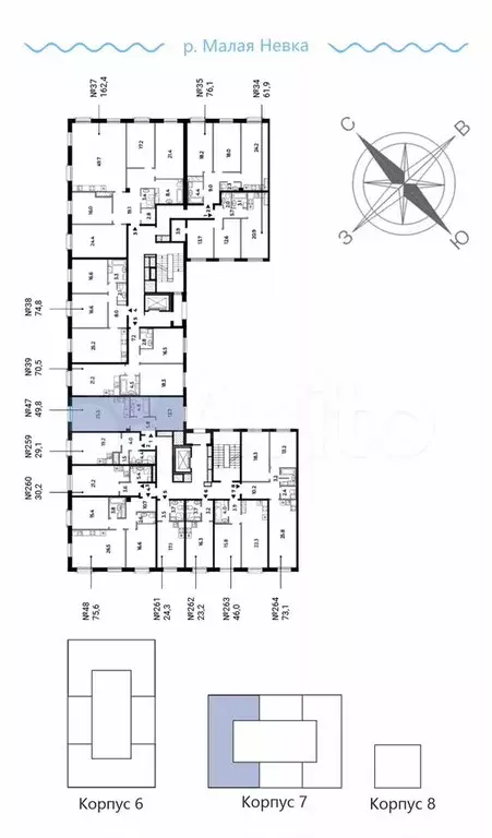 1-к. квартира, 49,8 м, 8/9 эт. - Фото 1