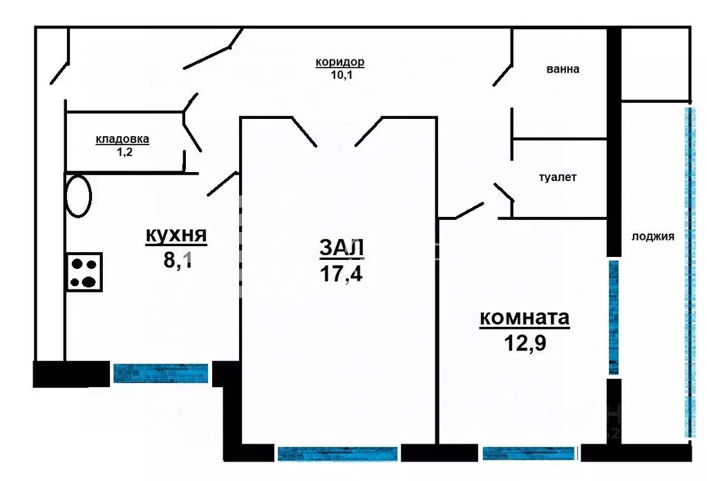 2-к кв. Ханты-Мансийский АО, Мегион ул. Нефтяников, 14 (53.1 м) - Фото 1