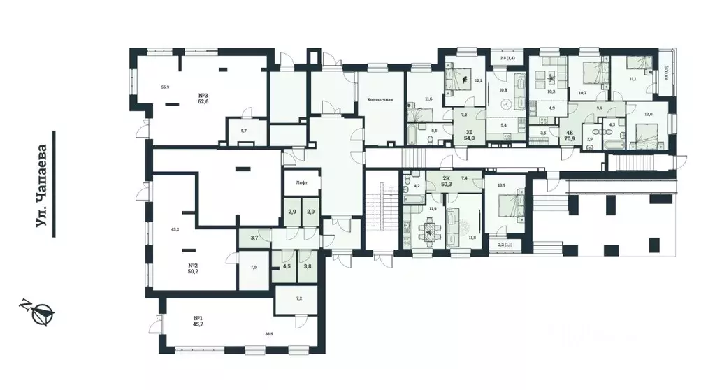 2-к кв. Пермский край, Краснокамск ул. Чапаева, 42 (50.3 м) - Фото 1