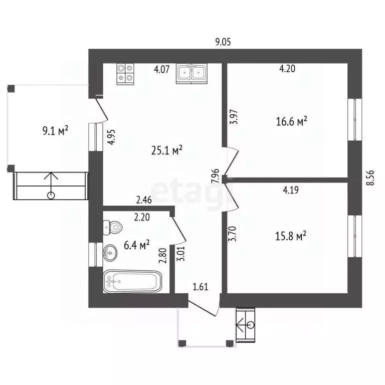 Дом в Крым, Симферопольский район, с. Трудовое  (75 м) - Фото 1