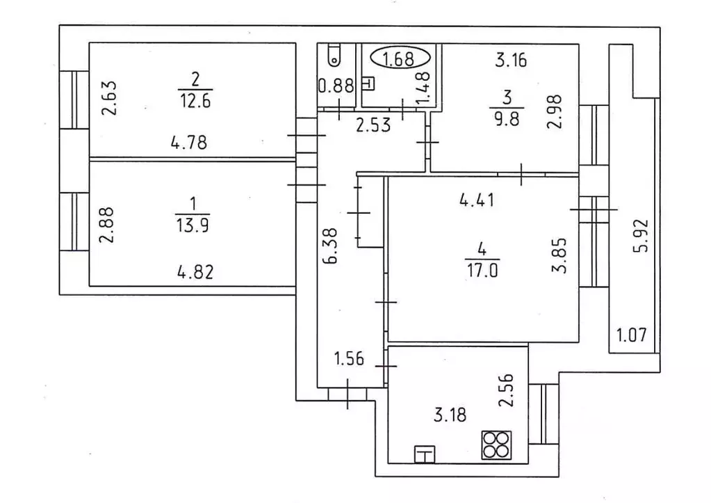 4-к кв. Удмуртия, Глазов ул. Толстого, 38 (76.5 м) - Фото 2