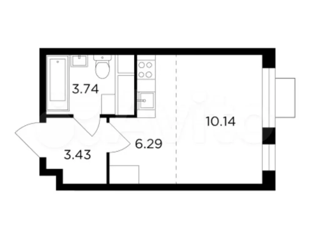 1-к. квартира, 23,6 м, 19/24 эт. - Фото 0