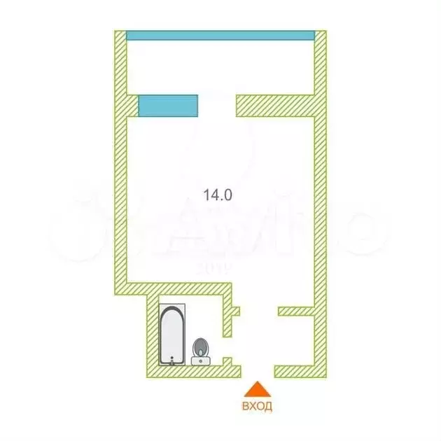 1-к. квартира, 18 м, 4/8 эт. - Фото 0