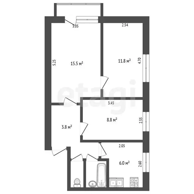 3-комнатная квартира: Бахчисарай, улица Гагарина, 9 (52 м) - Фото 1