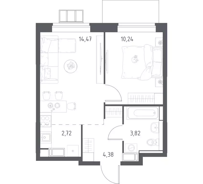 1-комнатная квартира: село Ям, улица Мезенцева, 21 (35.3 м) - Фото 1