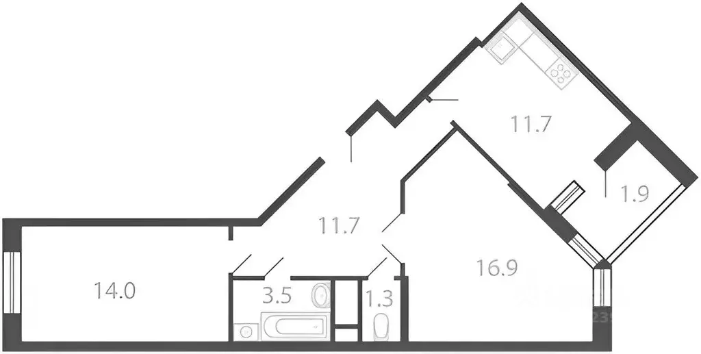 2-к кв. Московская область, Котельники Новые Котельники мкр, 10 (60.6 ... - Фото 2