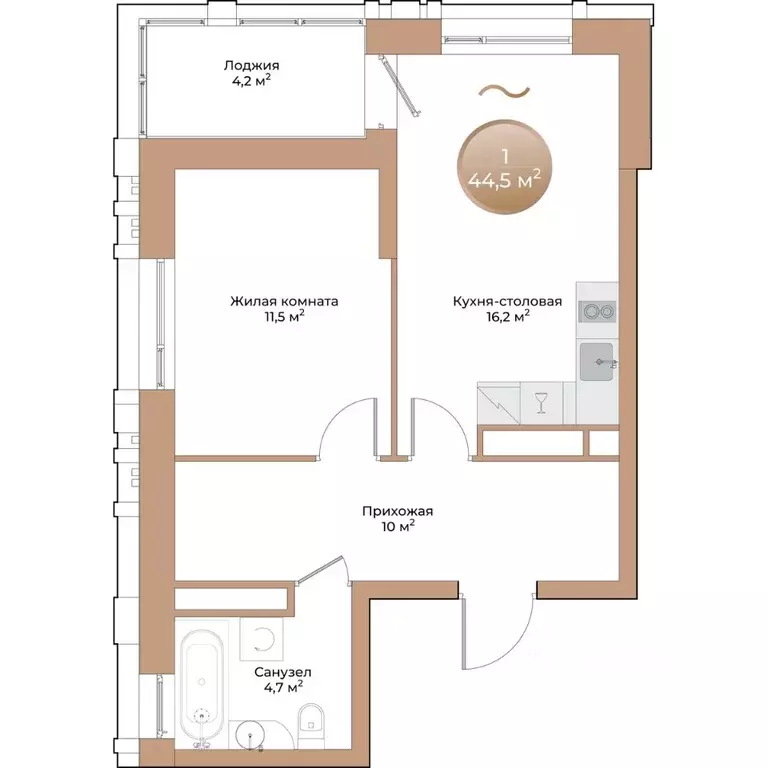 1-к кв. Красноярский край, Красноярск ул. Партизана Железняка (44.5 м) - Фото 2