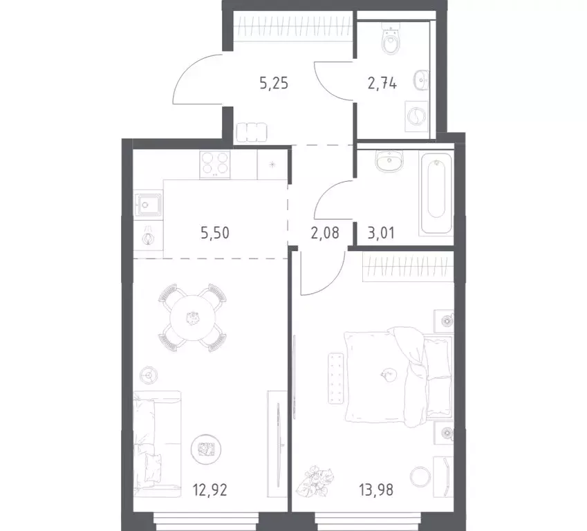 1-комнатная квартира: посёлок городского типа Мисайлово, микрорайон ... - Фото 1