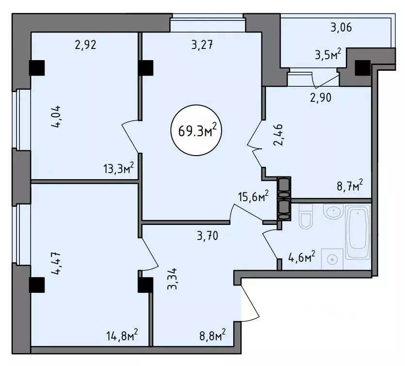 3-к кв. Хакасия, Абакан Советская ул., 123 (69.3 м) - Фото 1
