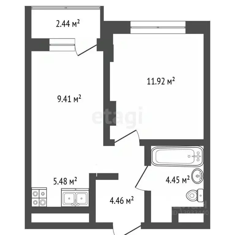 1-к кв. Тюменская область, Тюмень Полевая ул., 108 (35.9 м) - Фото 2