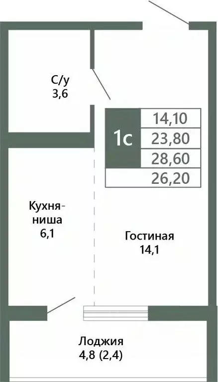1-к кв. Кемеровская область, Кемерово 64-й мкр, Лучи жилой комплекс ... - Фото 1