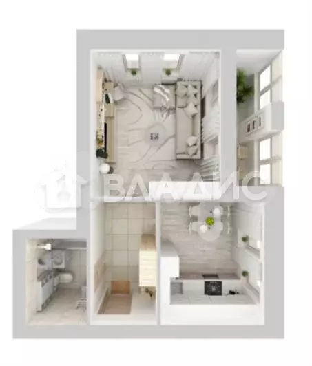 1-к. квартира, 37,3 м, 4/4 эт. - Фото 1
