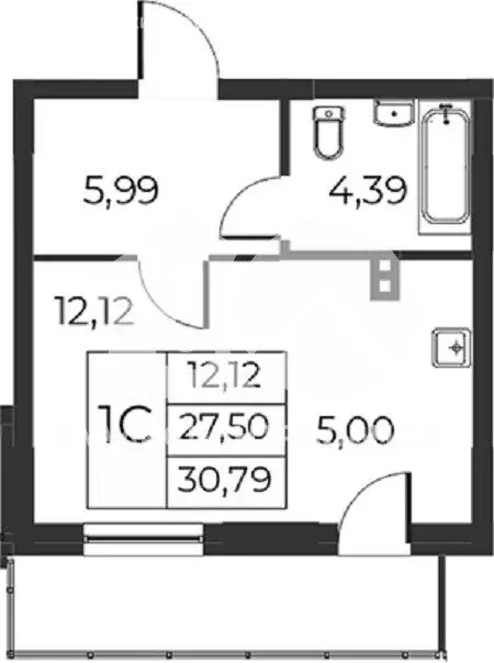 Квартира-студия: Новосибирск, улица Гоголя, 222 (30.79 м) - Фото 0