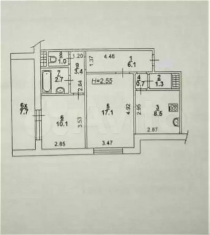 2-к. квартира, 54 м, 5/9 эт. - Фото 0