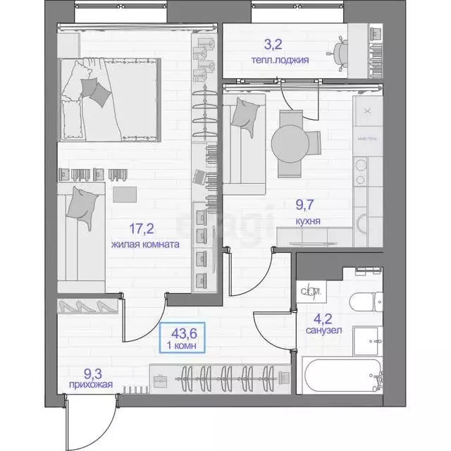 Продаётся 1-к квартира, 43.6 м - Фото 0