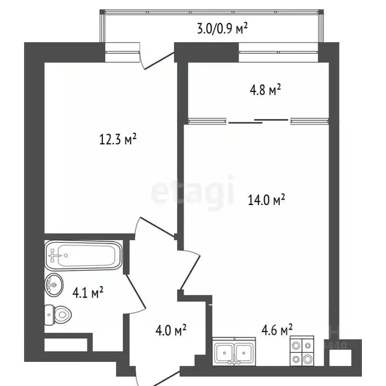 1-к кв. Тюменская область, Тюмень ул. Ильи Кургузова, 3 (44.2 м) - Фото 2