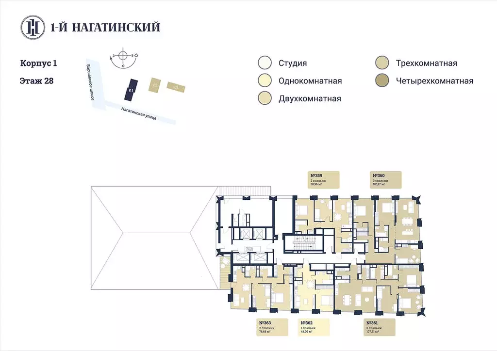 2-комнатная квартира: Москва, Нагатинская улица, к1вл1 (59.68 м) - Фото 1