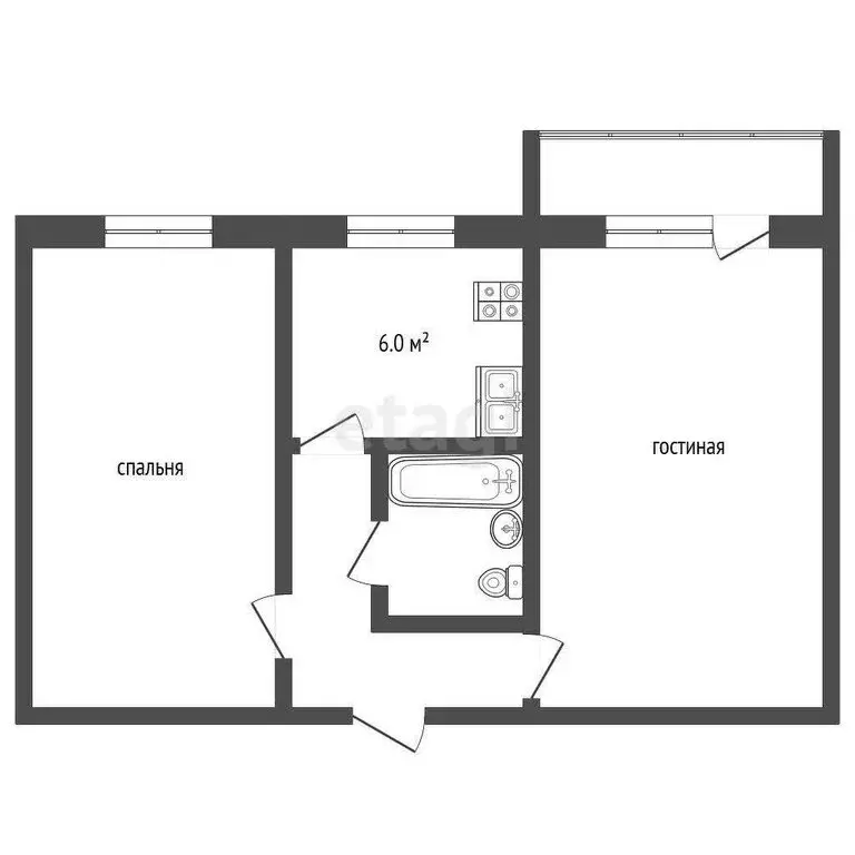 2-комнатная квартира: Ростов-на-Дону, микрорайон Северный, улица ... - Фото 0