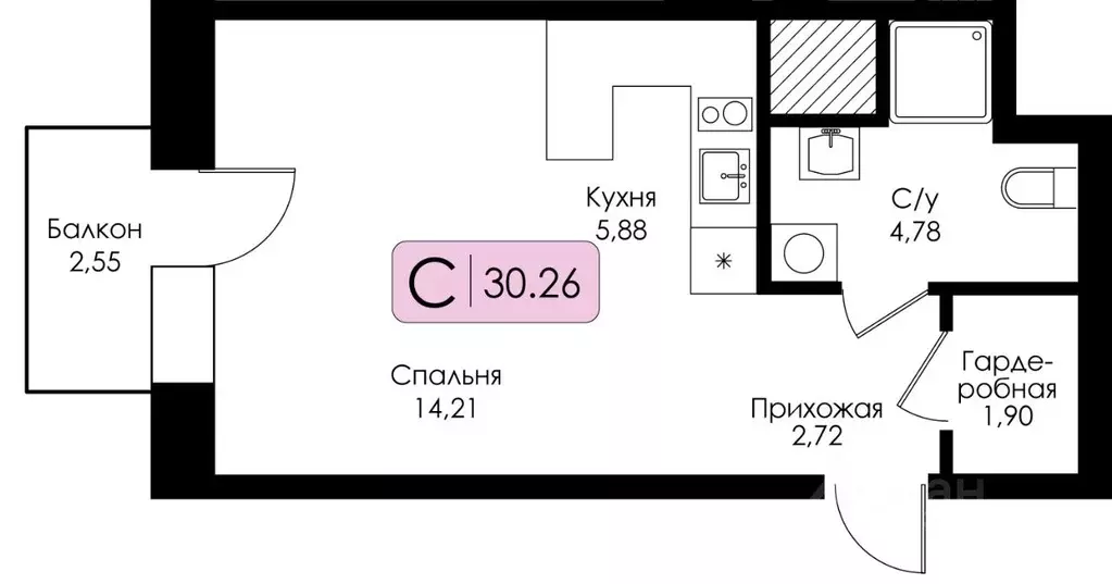 Студия Нижегородская область, Нижний Новгород 15-й кв-л, Анкор жилой ... - Фото 0