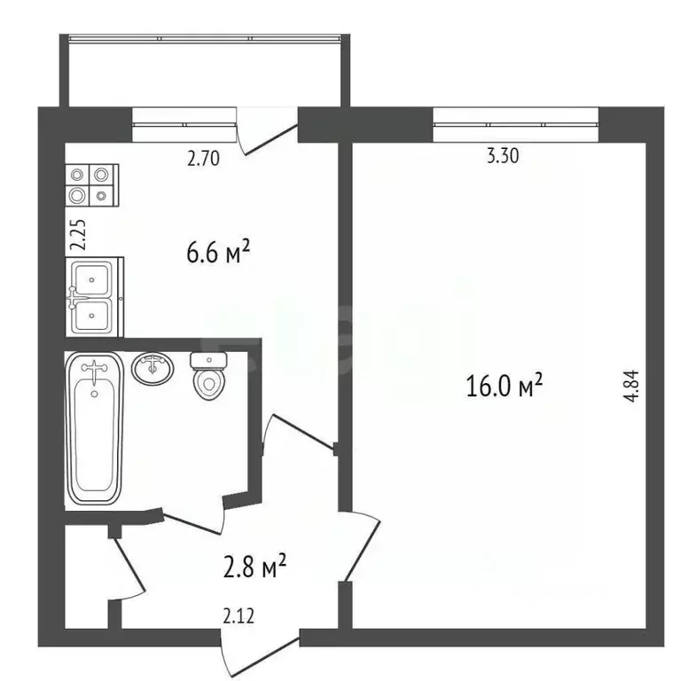 1-к кв. Удмуртия, Ижевск Удмуртская ул., 151 (29.1 м) - Фото 2
