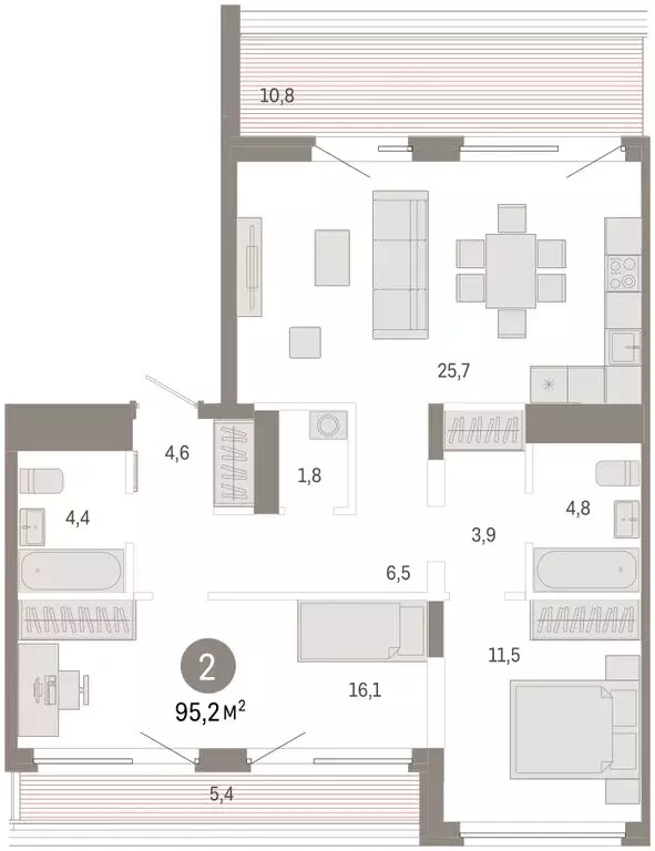 3-комнатная квартира: Екатеринбург, Мраморская улица, 15 (95.24 м) - Фото 2