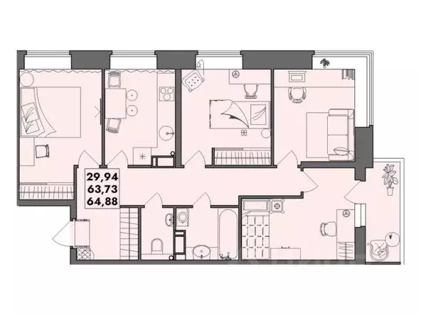 2-к кв. Архангельская область, Северодвинск И-1 кв-л,  (64.88 м) - Фото 0