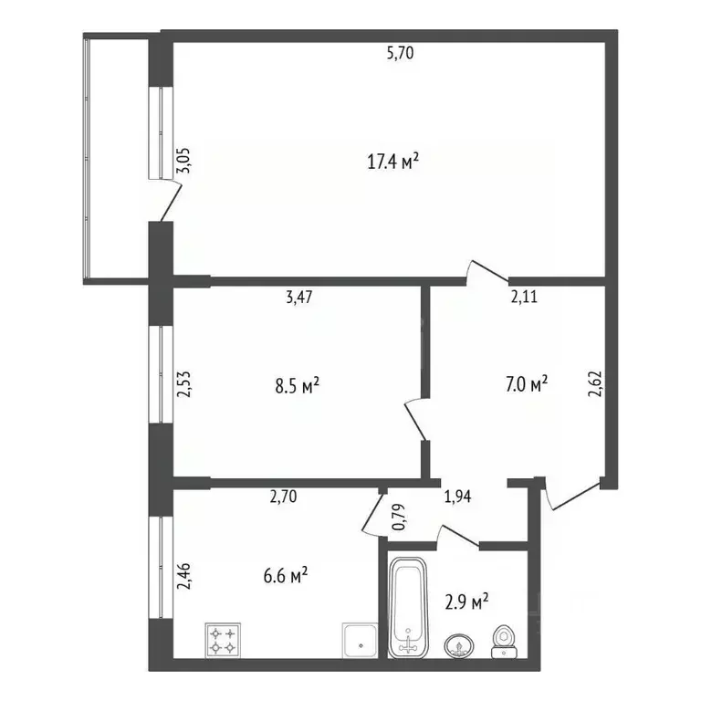 2-к кв. Амурская область, Благовещенск ул. Ленина, 207/3 (42.7 м) - Фото 1