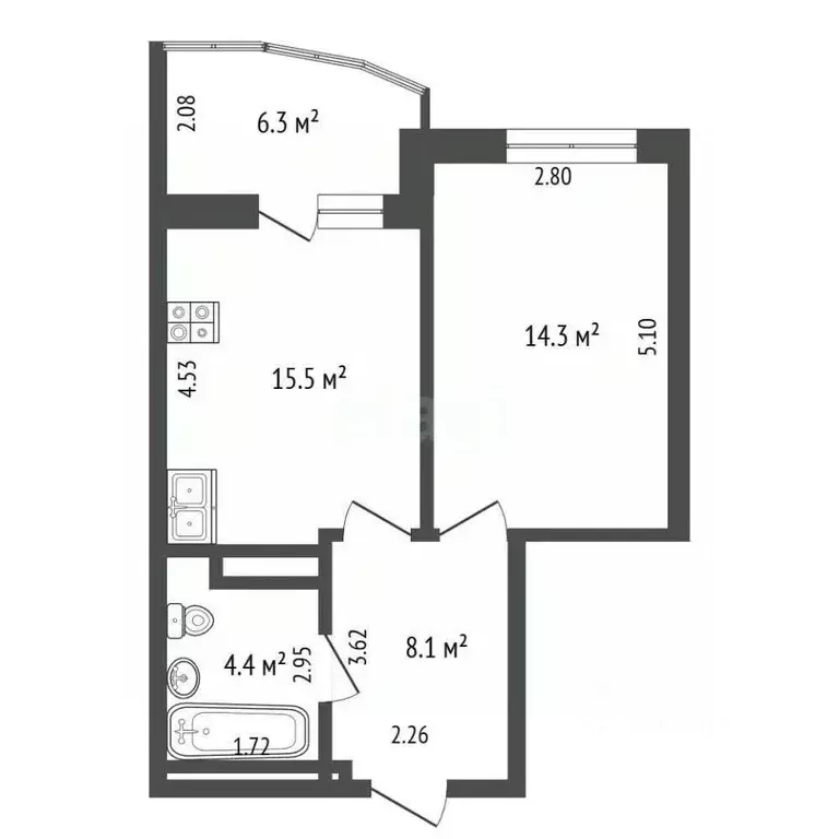1-к кв. Тюменская область, Тюмень ул. Линейная, 23 (40.3 м) - Фото 1