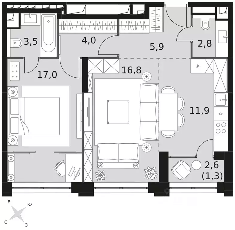 2-к кв. Москва Шелепихинская наб., 40к1 (63.2 м) - Фото 2