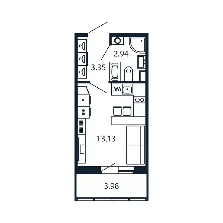 Студия Санкт-Петербург аллея Арцеуловская, 7к1 (19.0 м) - Фото 0