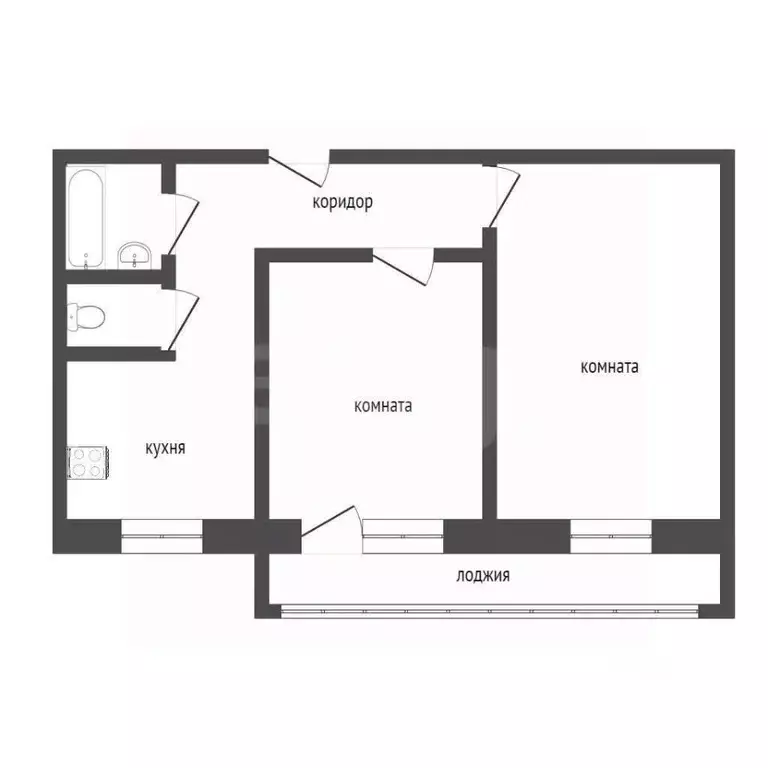 2-к кв. Курганская область, Курган Чернореченская ул., 107 (43.6 м) - Фото 1