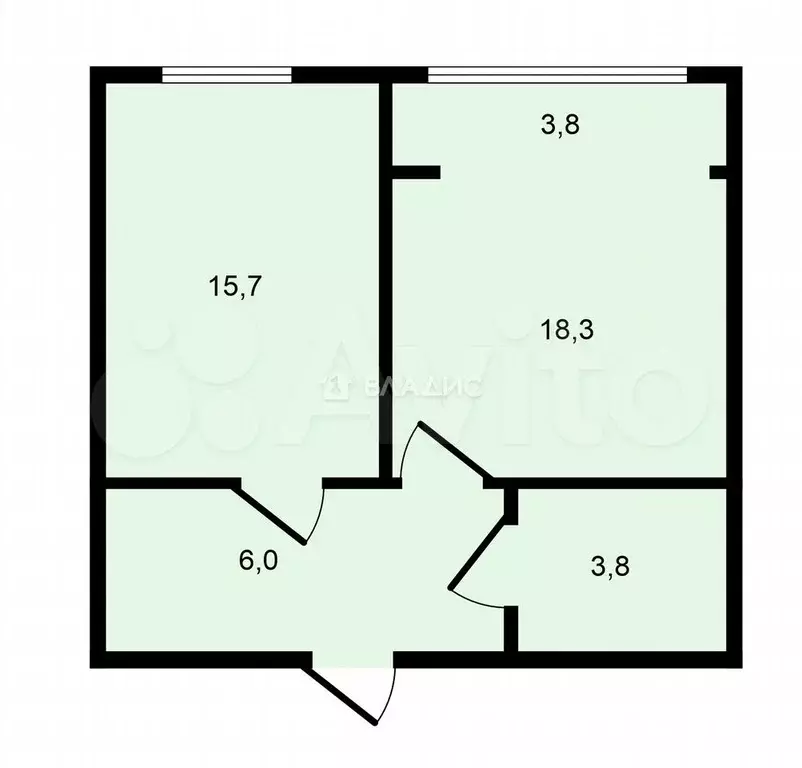 1-к. квартира, 45,2 м, 4/8 эт. - Фото 0