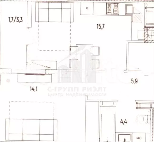 1-к. квартира, 43,4 м, 7/12 эт. - Фото 0