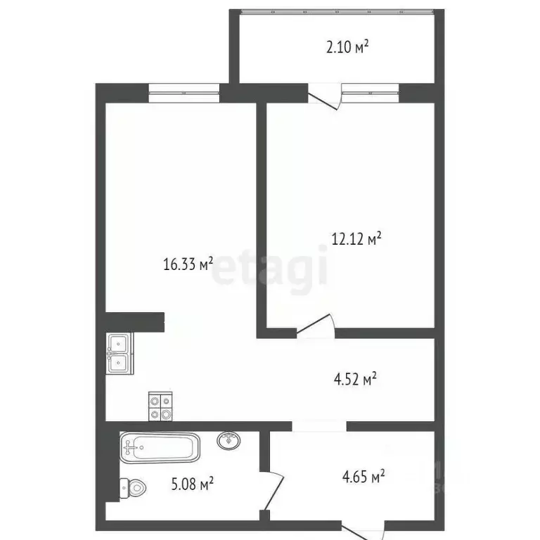 1-к кв. Ханты-Мансийский АО, Сургут ул. Замятинская, 13 (42.5 м) - Фото 1