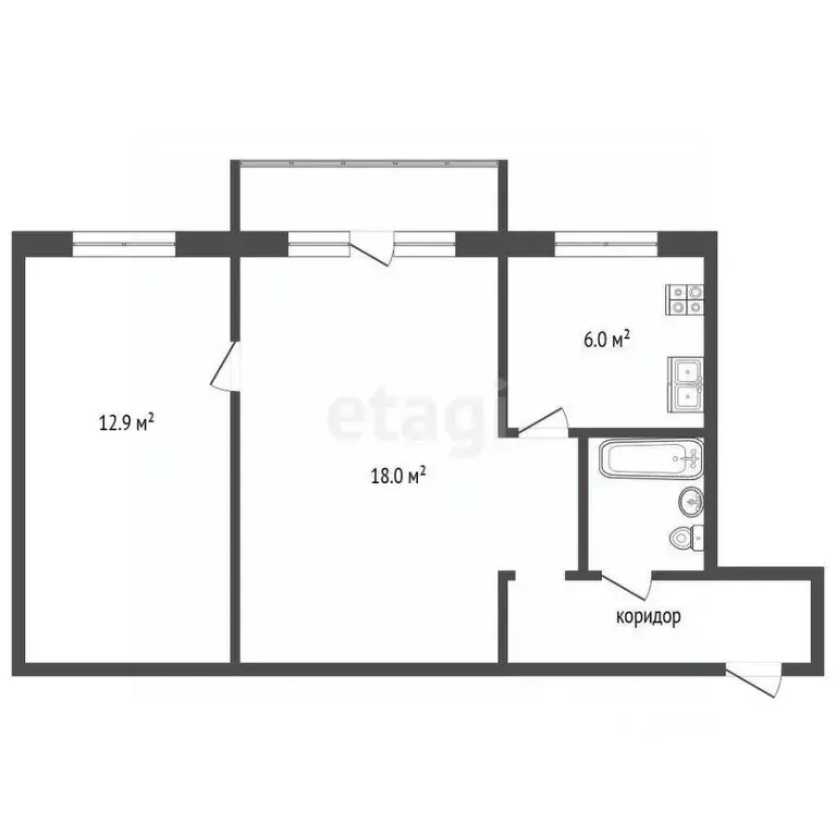 2-к кв. Челябинская область, Челябинск ул. Марченко, 19В (46.0 м) - Фото 1
