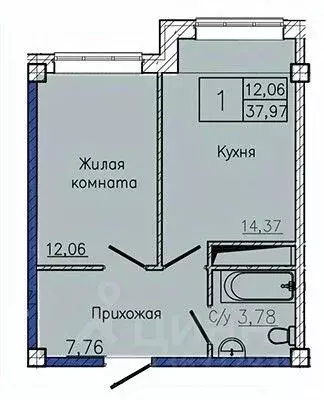 1-к кв. Ставропольский край, Пятигорск ул. Ермолова, 28А (37.97 м) - Фото 1