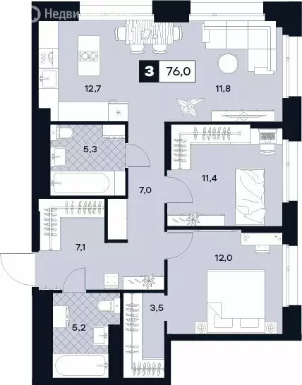3-комнатная квартира: Москва, Лодочная улица, 27к2 (76 м) - Фото 0